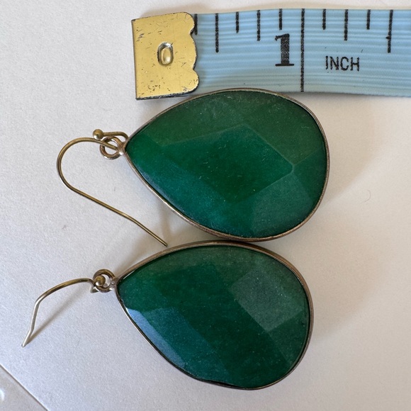 Anthropologie Green quartz faceted drop earrings - Picture 3 of 3